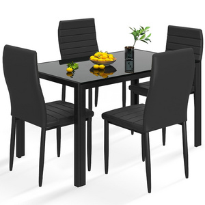 Eco-environment Vogue Fashion Dining Table and Chairs Rectangle Black Stable Restaurant Table Set with 4 chairs