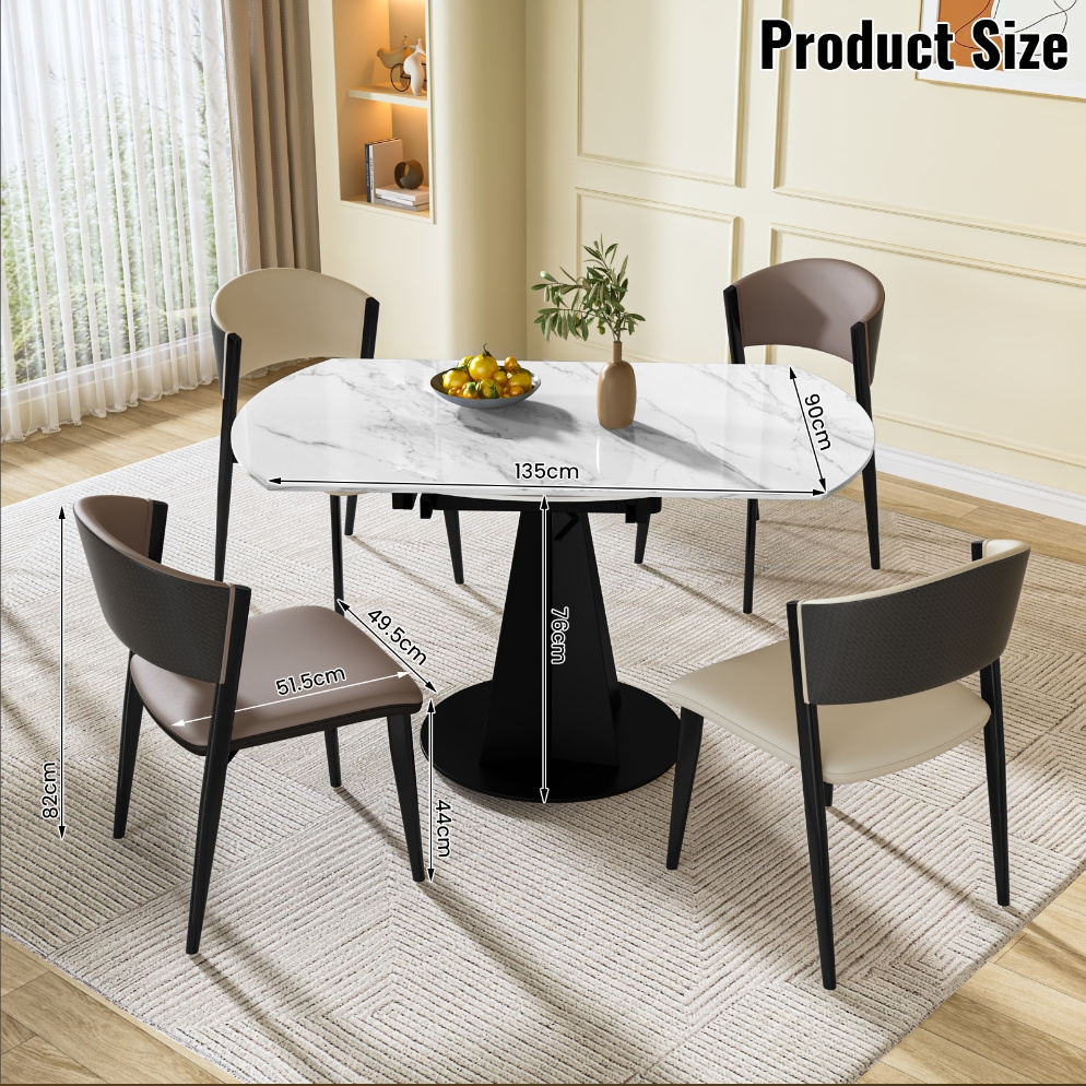 Home Furniture Modern Expandable Round Dining Table Dining Room Rotating Expendable Table Sets Chairs Standard Packing