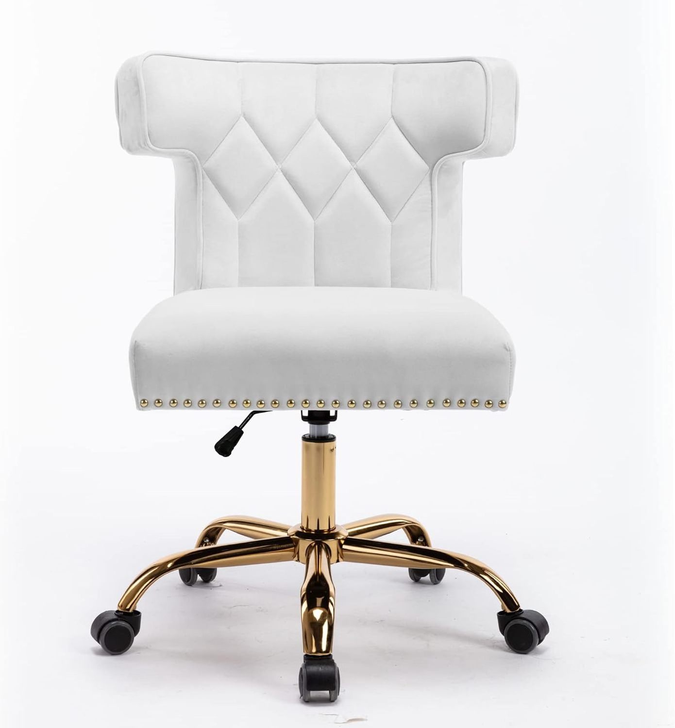 Wholesale White Modern Adjustable Gold Wheel Swivel Desk Chairs Velvet Home Office Chair with High Back 360 Degree Castor