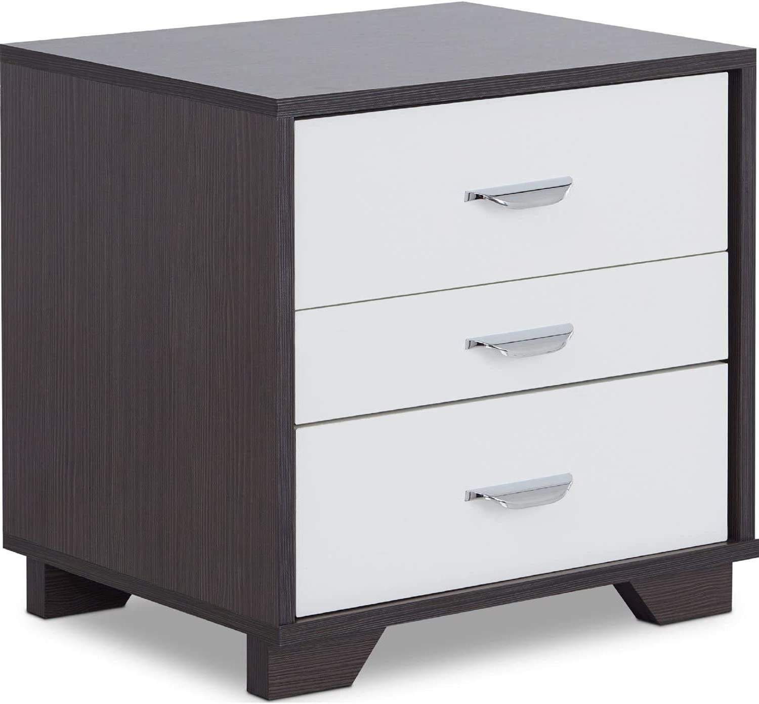 Night Table for Bedroom and Living Room - Featuring 3 Smart Drawers in Brown