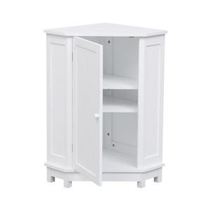 Wholesale Dining Room Corner Cabinet Triangle Storage Cabinets with Doors and Shelves for Small Space - White