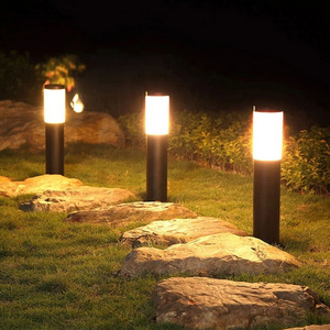 Solar Panel Power Battery LED Garden Lights Solar Stainless Steel Decoration Pathway Bollard Light Garden Street Lights