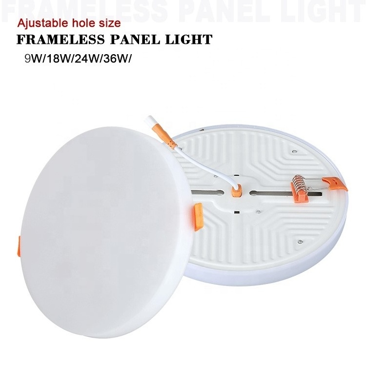 High lumen panel light 6w 12w 18w 24w Ultra Slim Ceiling Lamps Led Downlight frameless panel light