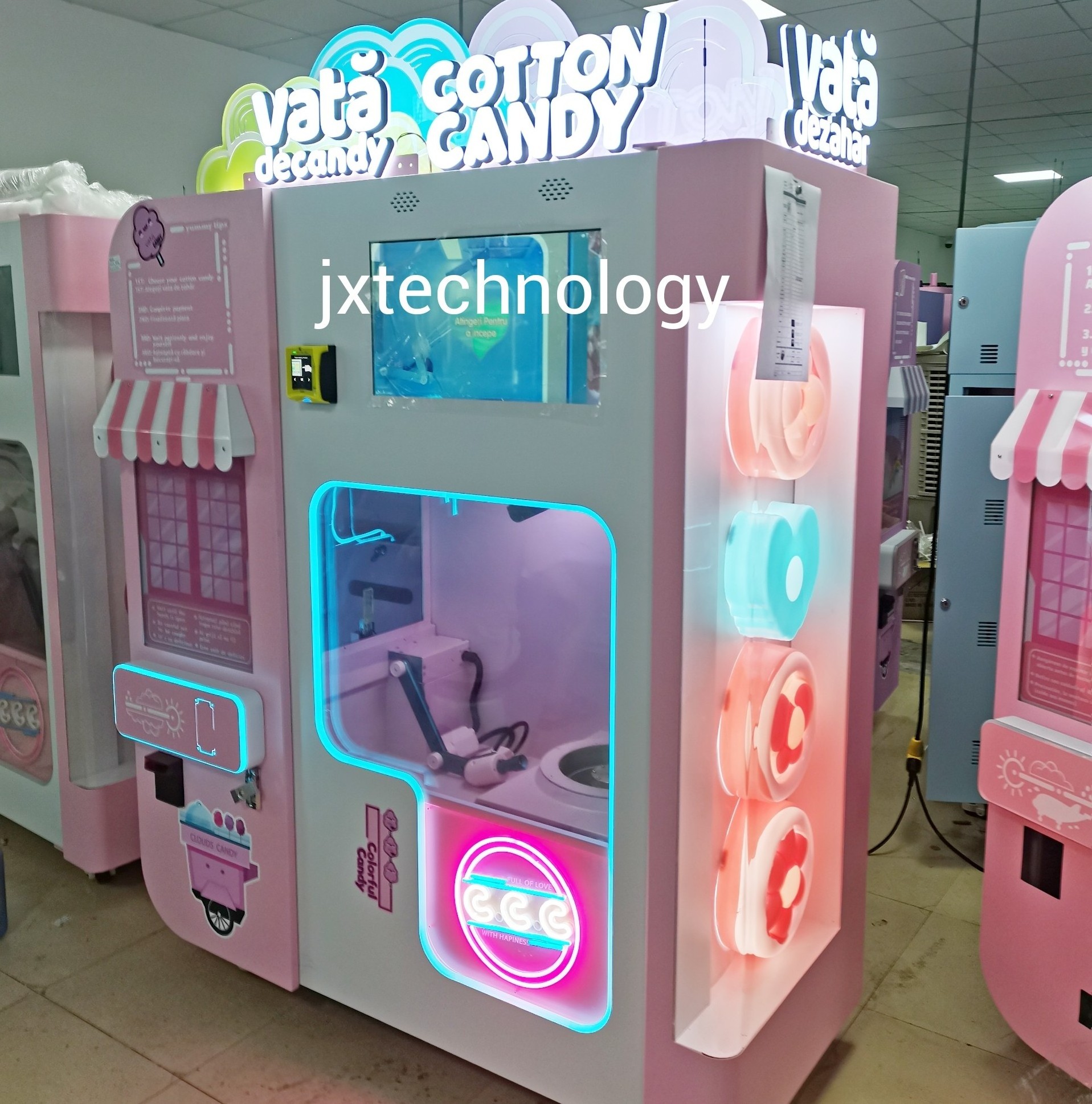 High Quality Commercial Latest Colorful clouds roll pink Floss Flower Automatic Cotton Candy making vending machine