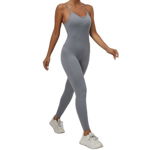 Latest Design Sport Workout Bodysuits Women's Sexy Scrunch Butt Lift Seamless Yoga Jumpsuit