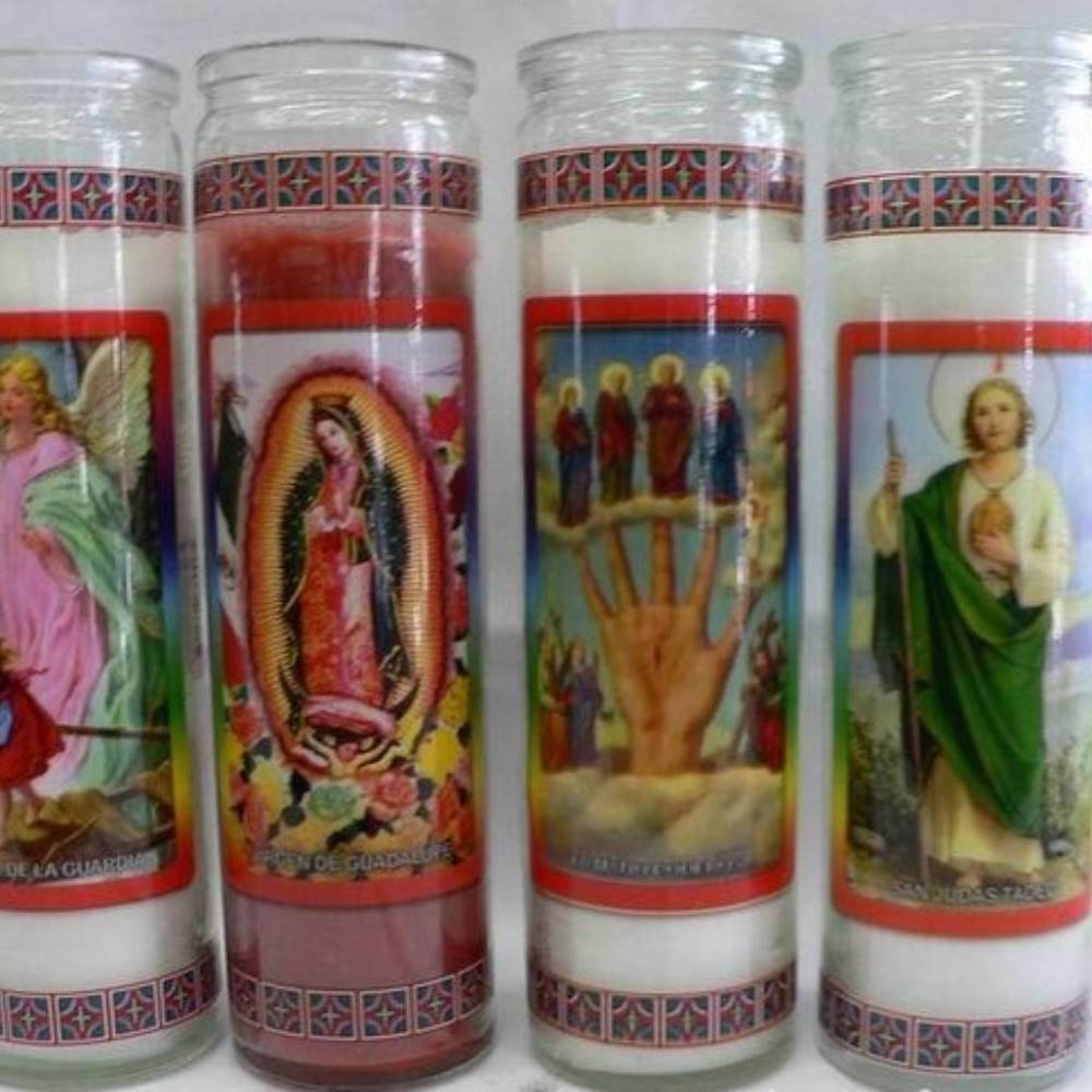 wholesale 7 day candles glass jar religious candle 8 inches