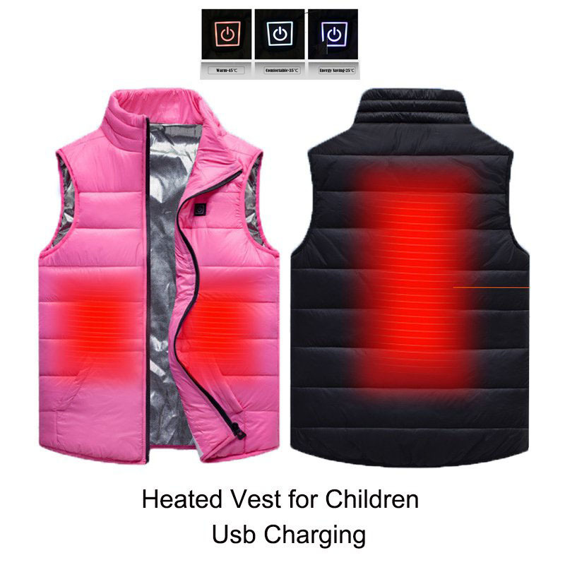 Wholesale Winter Charging Heated Vest Coat Boys And Girls Pink Intelligent Heating Jacket Thermal Heated Vest