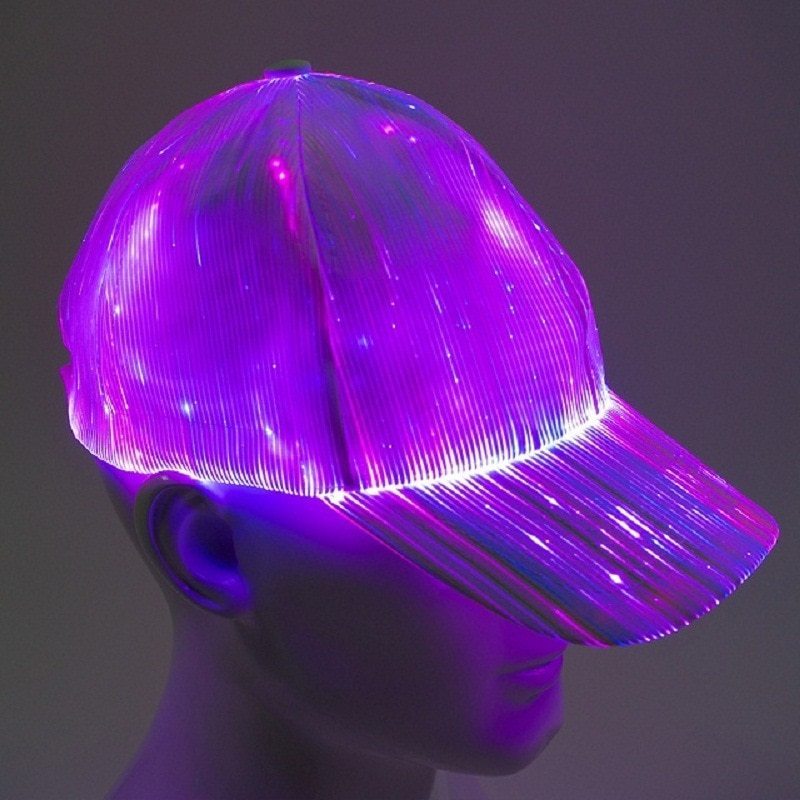 High Quality New Baseball Cap Flashing Led Fiber Optic Hat Night Light Built Battery Concert Glowing Hip Hop hat