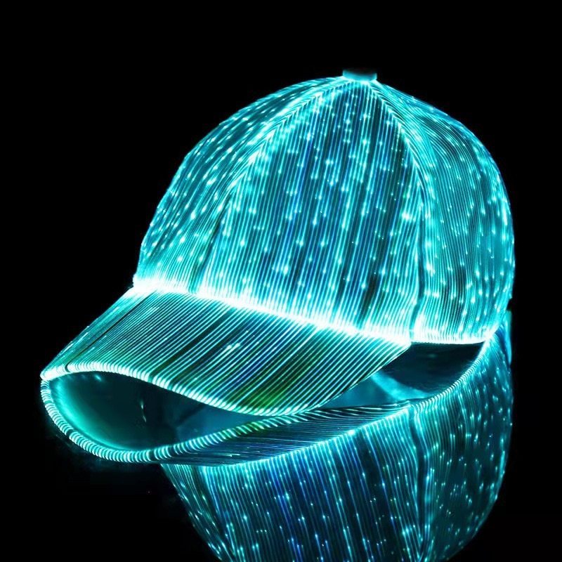 High Quality New Baseball Cap Flashing Led Fiber Optic Hat Night Light Built Battery Concert Glowing Hip Hop hat