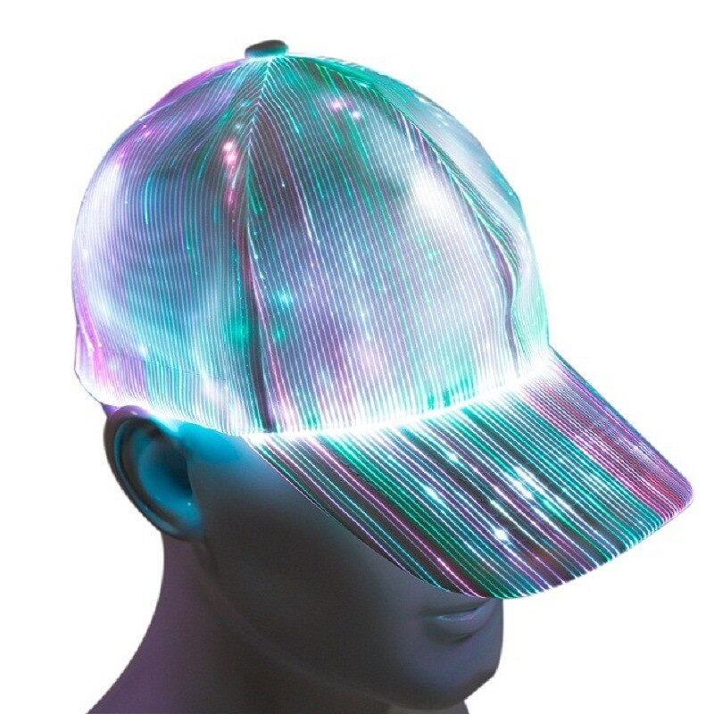 High Quality New Baseball Cap Flashing Led Fiber Optic Hat Night Light Built Battery Concert Glowing Hip Hop hat