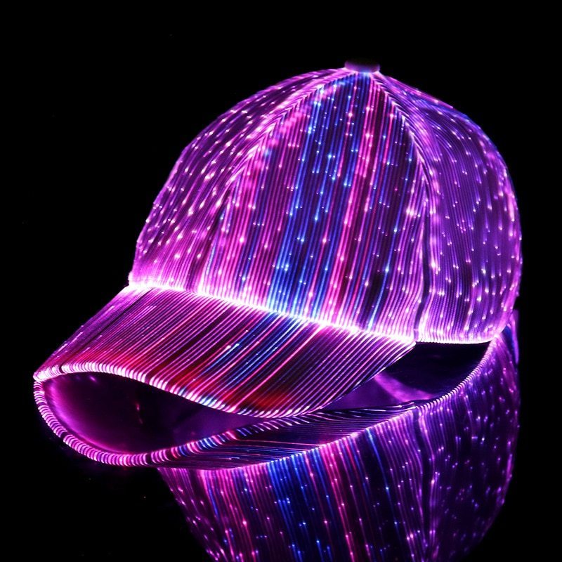 High Quality New Baseball Cap Flashing Led Fiber Optic Hat Night Light Built Battery Concert Glowing Hip Hop hat