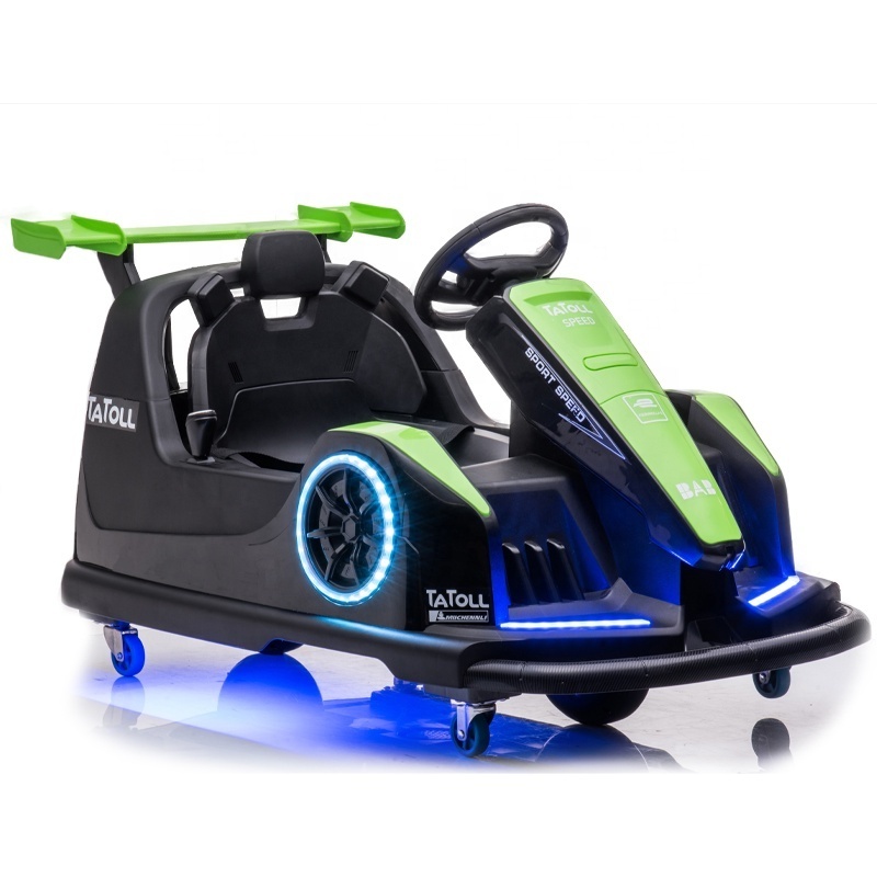 Latest cheap 12V kids electric go kart for sale 360 rotation steering wheel drift ride on bumper car for children to drive