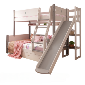 Nordic Style Small Apartment Children Beds Solid Wood Slide Multifunctional Bunk Bed Princess Up Down Beliche Bedroom Furniture