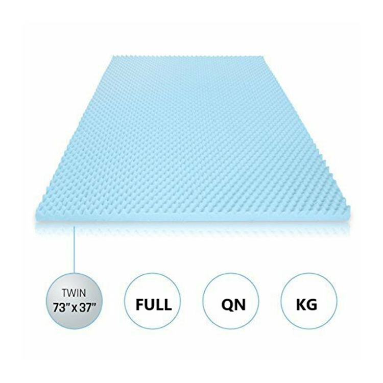 1.5 Inch Comfort Egg Crate Convoluted Design Gel  Memory Foam Mattress Topper