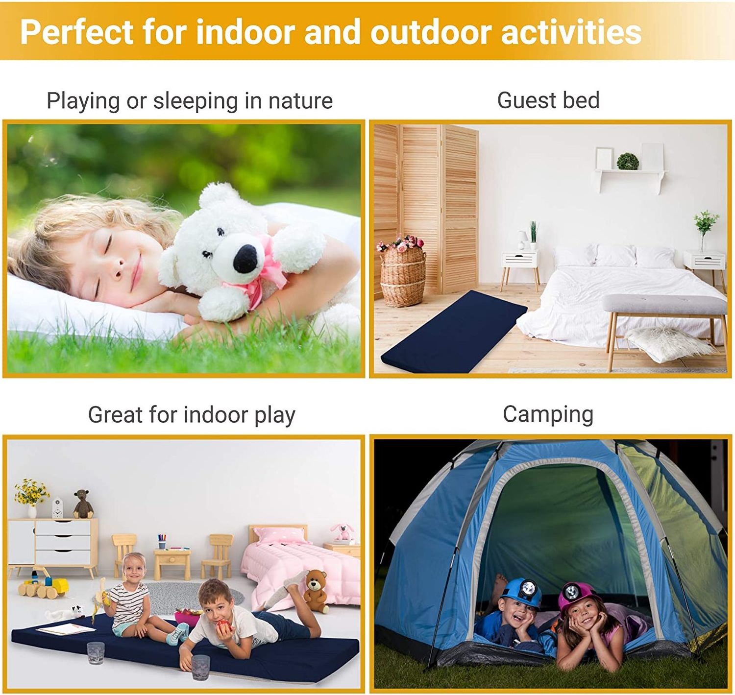 Portable Memory Foam Camping Floor Comfort Mattress Topper