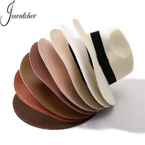 Custom Unisex Men Ladies Panama Fishing Paper Fedora Straw Hat Luxury Wholesale Plain Summer Beach Hats Women Wide Brim Straw