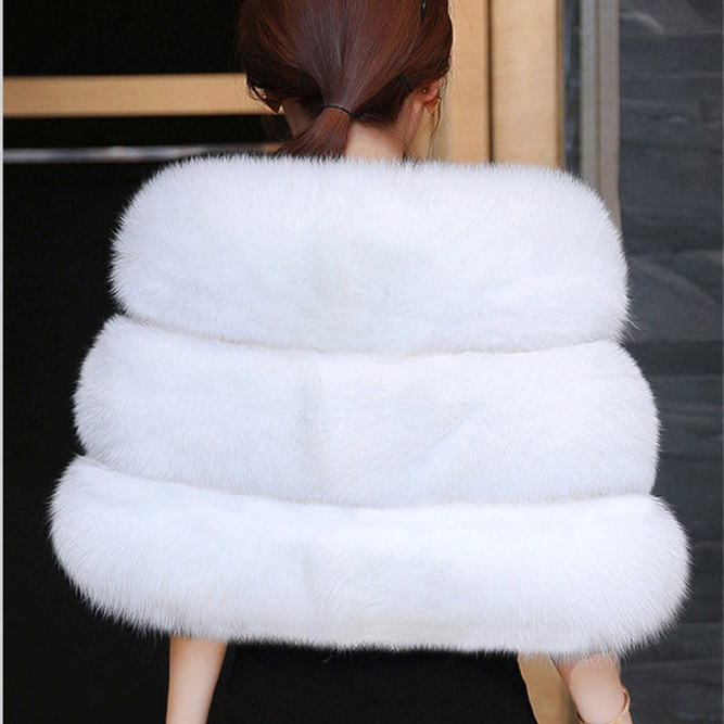 Wholesale Women Winter Warm Fox Fur Poncho Natural Fox Fur Trim Shawl Winter Luxury Real Fur Shawl for Women