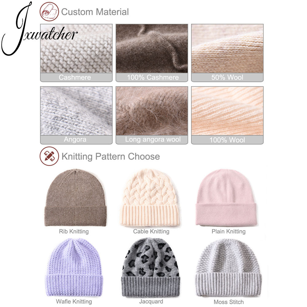 Winter Women Men Wholesale Cashmere Wool Knitted Beanies Skully Custom Logo Classic Striped Unisex Plain Custom Knit Beanie Hats