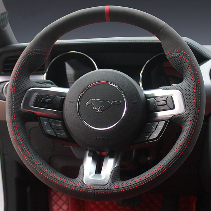 Car Steering Wheel Cover in Alcantara Factory Wholesale Fashion Hot Sell  steering wheel wrap for for Ford Mustang 2015 - 2020