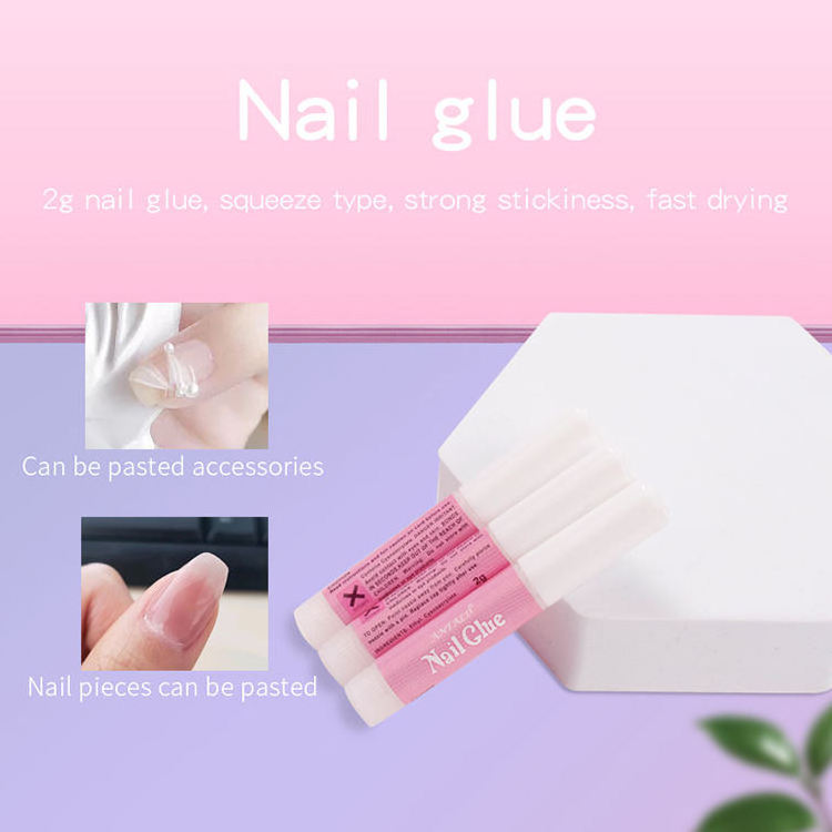 2g Fast-Drying Super Glue for Fast Drying False Nail Gel Glue Brush Included for Press Acrylic Art Decorate Tips