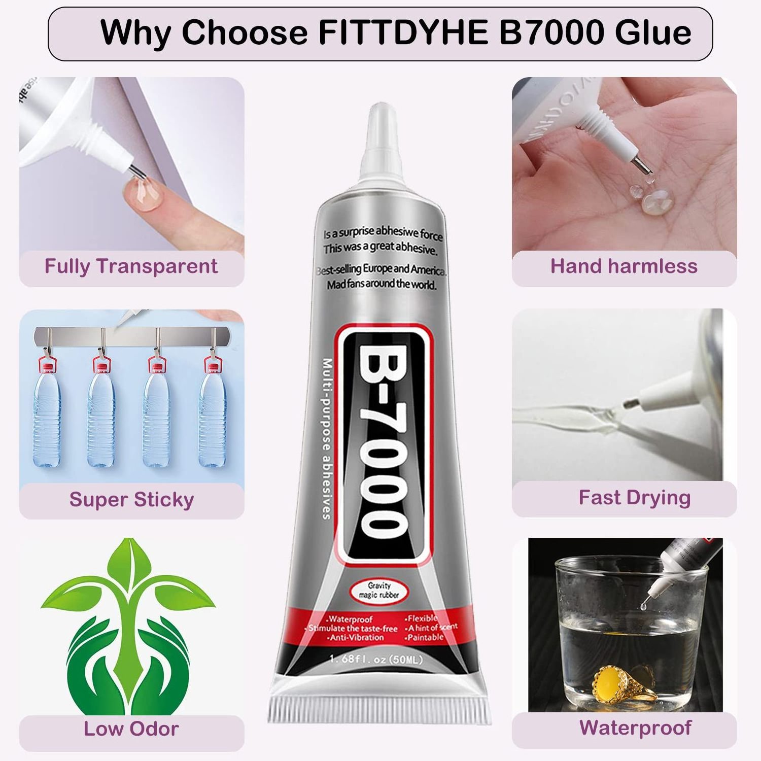 B7000 Epoxy Acrylic UV Adhesive Super Glue for Repair Metal Craft DIY Jewelry Crystal