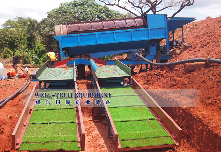 Fine gold sluice box mining machine