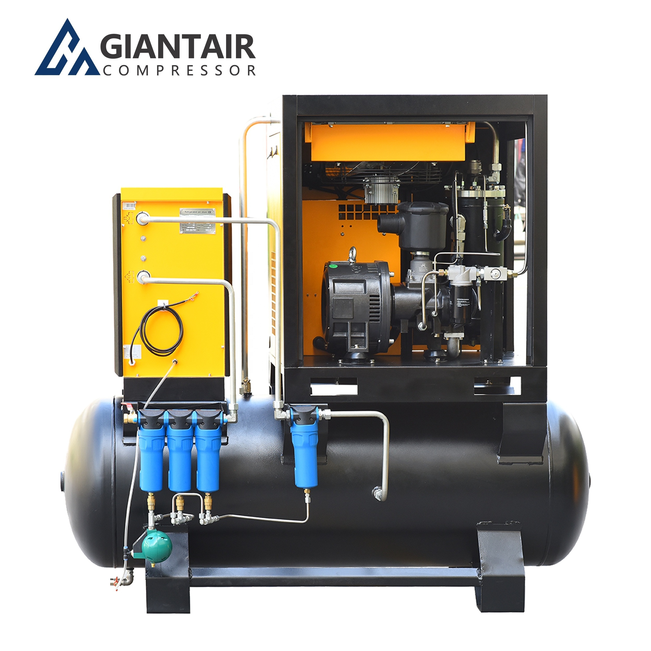 Hot Sales 7.5kw 11KW 15kw 22KW Screw Air Compressor with Air Dryer and Air Tank 8BAR 10BAR 16BAR