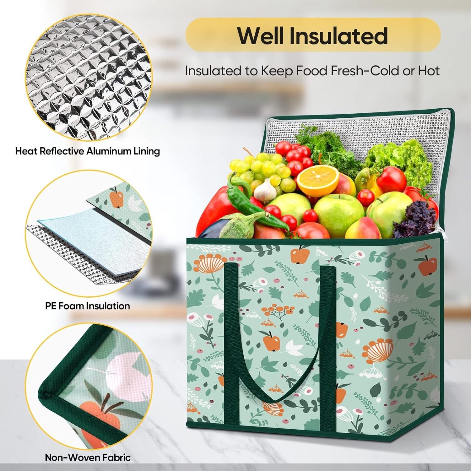 plastic portable insulated ice cream food cooler milk non woven shopping bag sublimation gold insulated foil food delivery bag