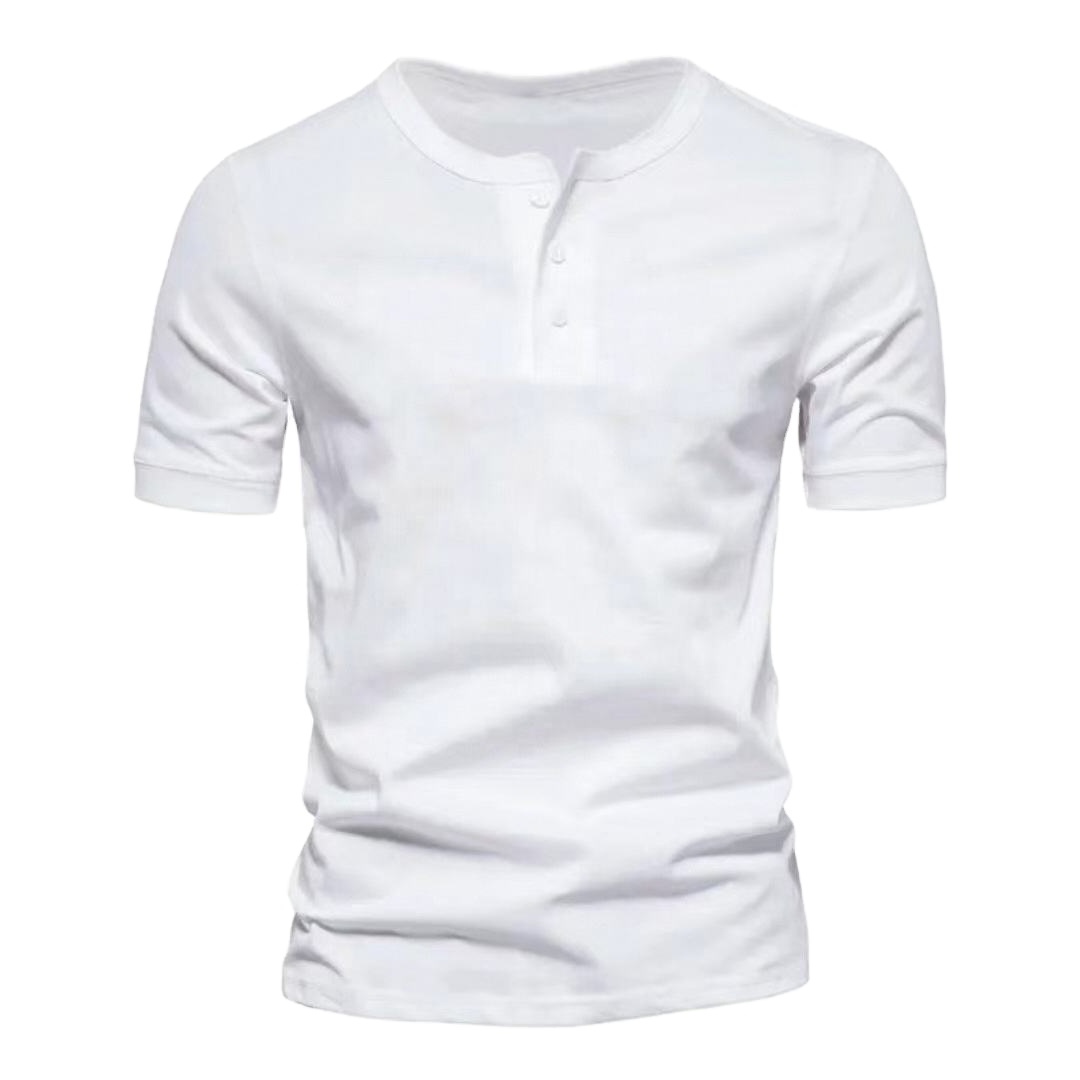 OEM Custom High Quality Three Button 220gsm Bamboo Cotton T-shirt Oversize Plain Round Neck T-shirt for Men