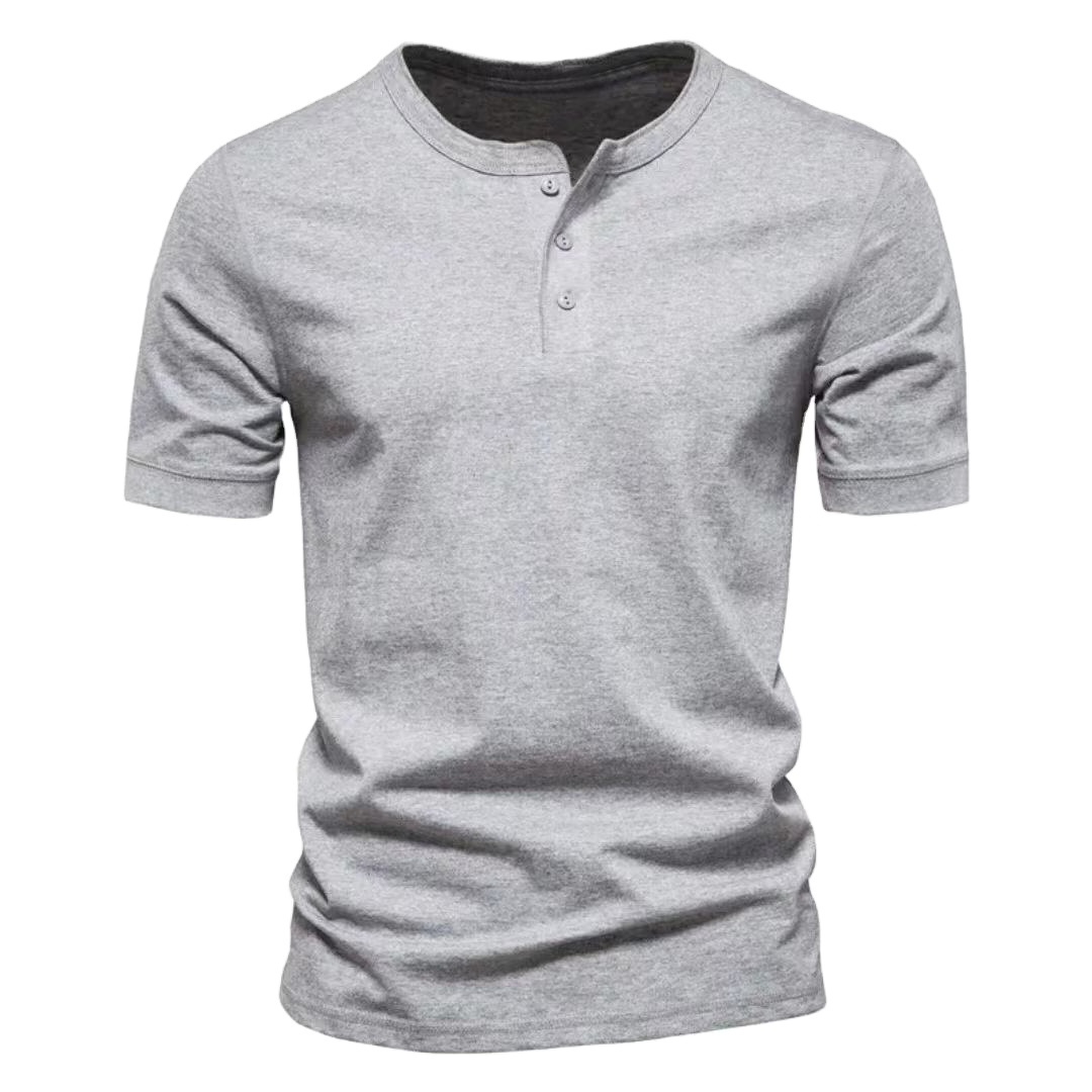 OEM Custom High Quality Three Button 220gsm Bamboo Cotton T-shirt Oversize Plain Round Neck T-shirt for Men