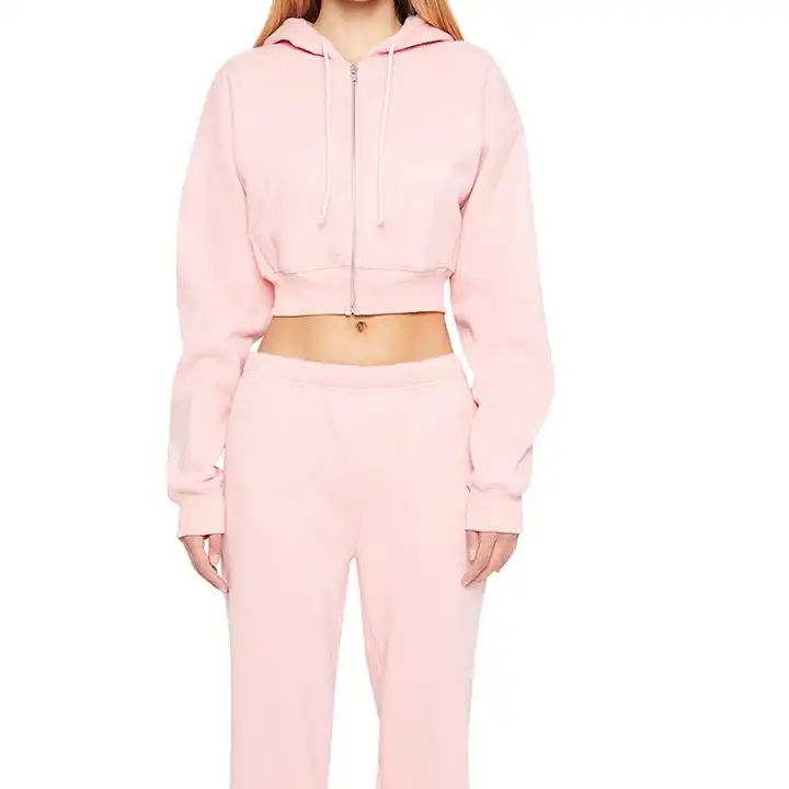 High Quality Women's Clothing Pink Sweat Suits Distressed Embroidered Hoodie Sets Sweatpants and Hoodie Set for Ladies