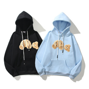 teddy bear embroidery logo sublimation hoodies sweater unisex clothing Casual style wool graphic hoodies for men and women