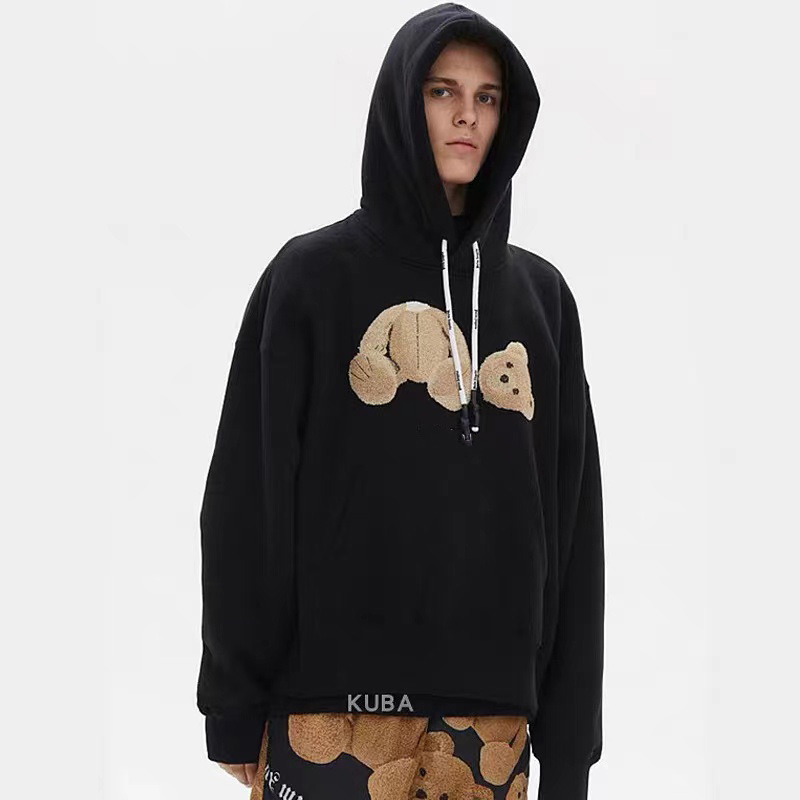 teddy bear embroidery logo sublimation hoodies sweater unisex clothing Casual style wool graphic hoodies for men and women