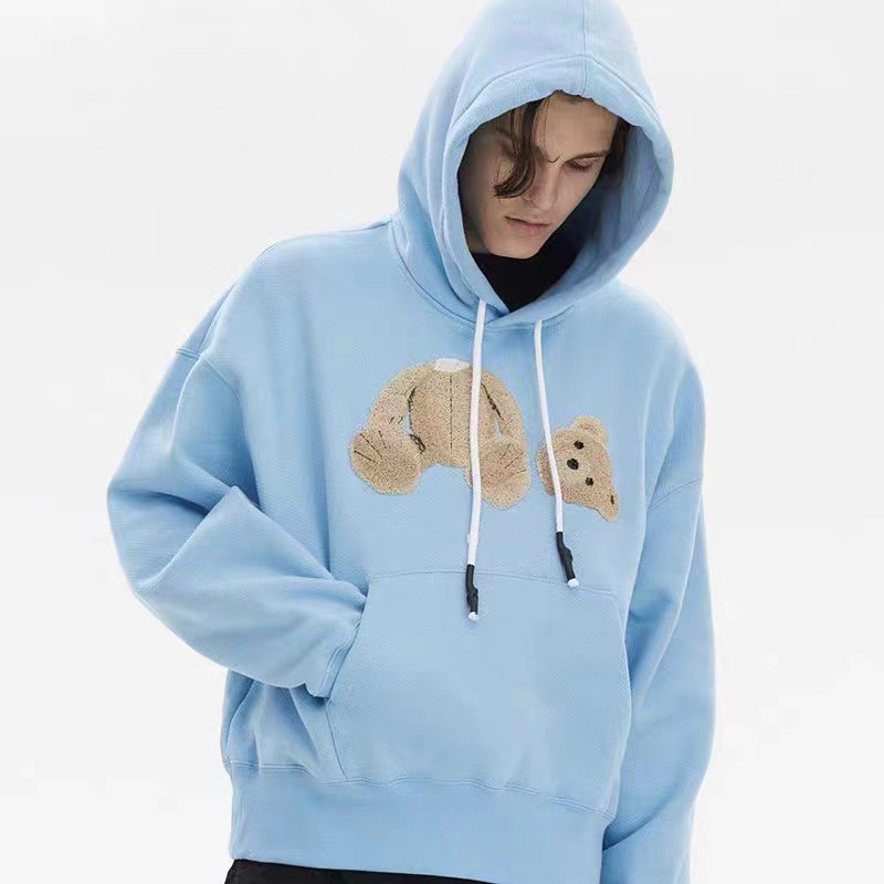 teddy bear embroidery logo sublimation hoodies sweater unisex clothing Casual style wool graphic hoodies for men and women