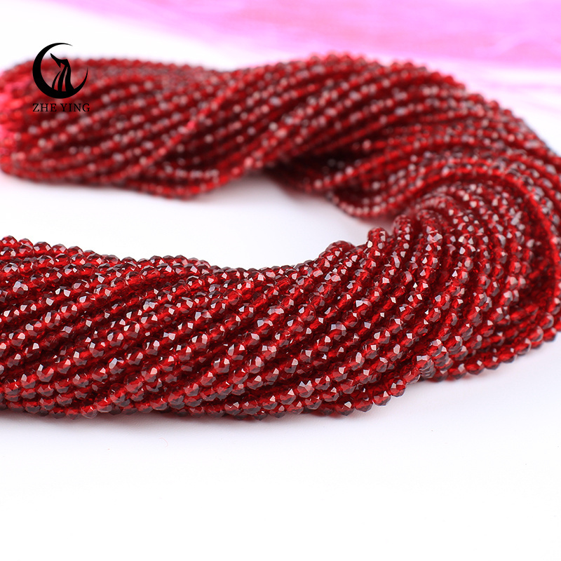 Zhe Ying Wholesale 2mm 3mm faceted hydro Crystal Beads Siam Red ruby beads rondelle glass crystal beads for jewelry making