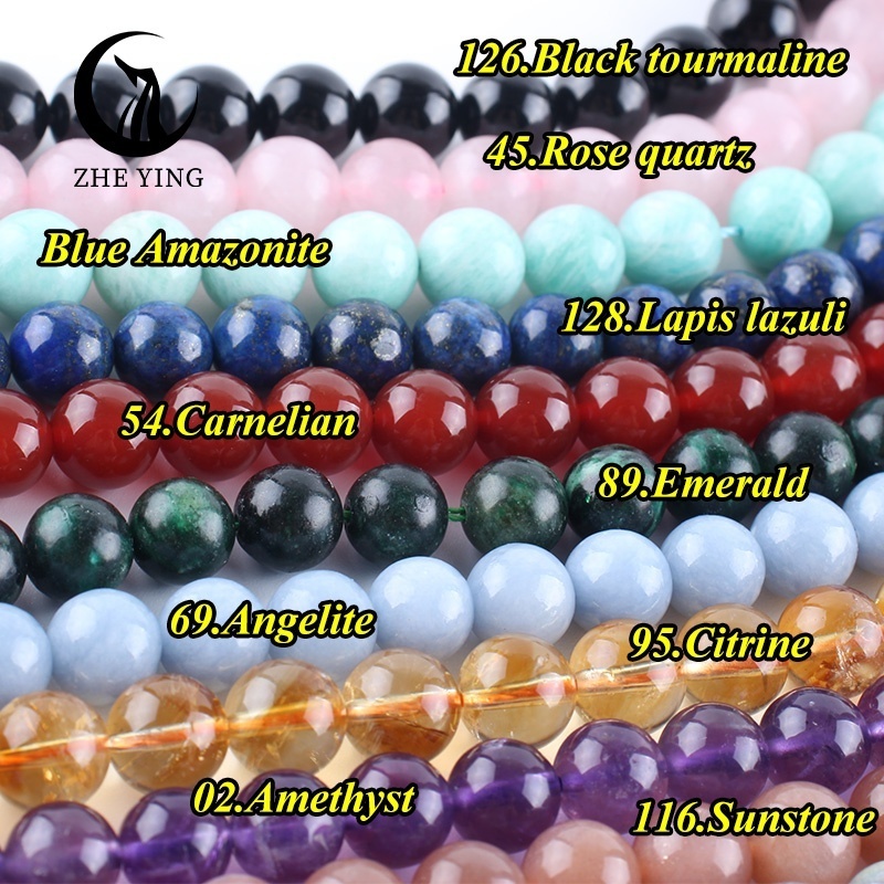 Zhe Ying 6mm 8mm 10mm round natural stone beads bracelet healing crystal loose gemstone stone round beads for jewelry making