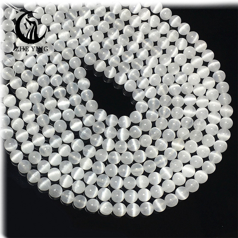 Zhe Ying selenite beads Loose Stone Bracelet Natural 6mm aaa selenite bead strand Natural Stone Beads For Jewelry Making