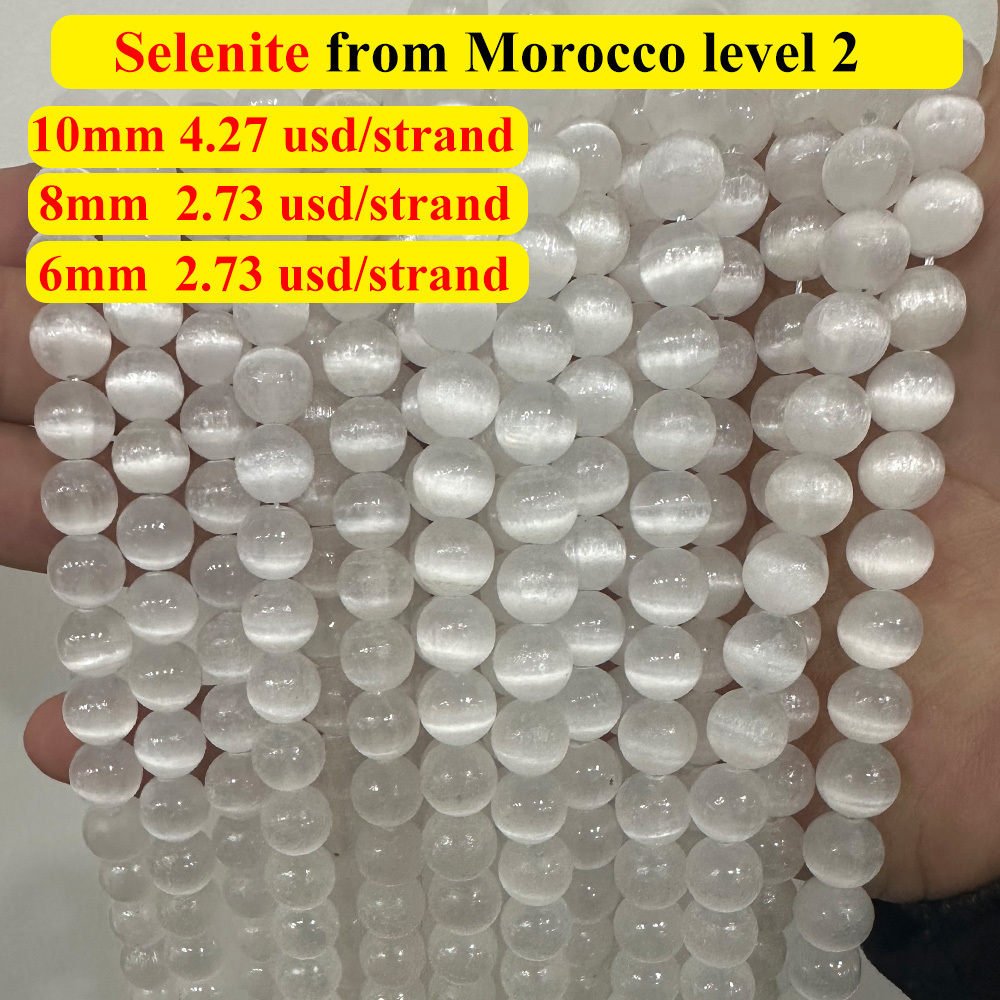 Zhe Ying selenite beads Loose Stone Bracelet Natural 6mm aaa selenite bead strand Natural Stone Beads For Jewelry Making