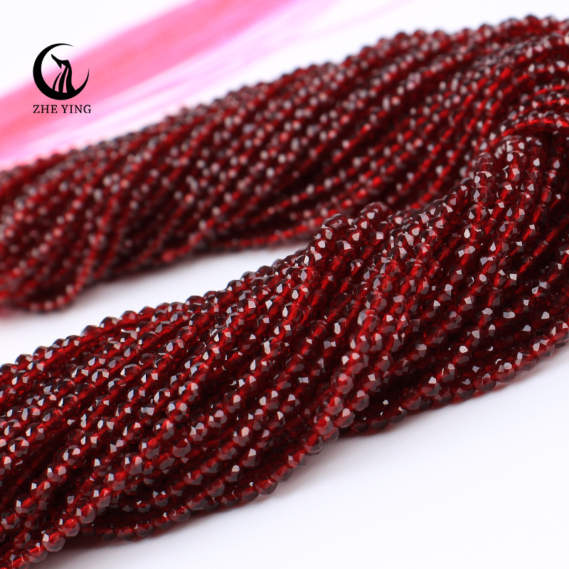 Zhe Ying Wholesale 2mm 3mm faceted hydro Crystal Beads Siam Red ruby beads rondelle glass crystal beads for jewelry making