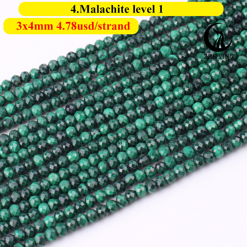 Zhe Ying 3*4mm faceted rondelle stone beads jade gemstone rondelles beads 3mm faceted rondelle gemstone beads