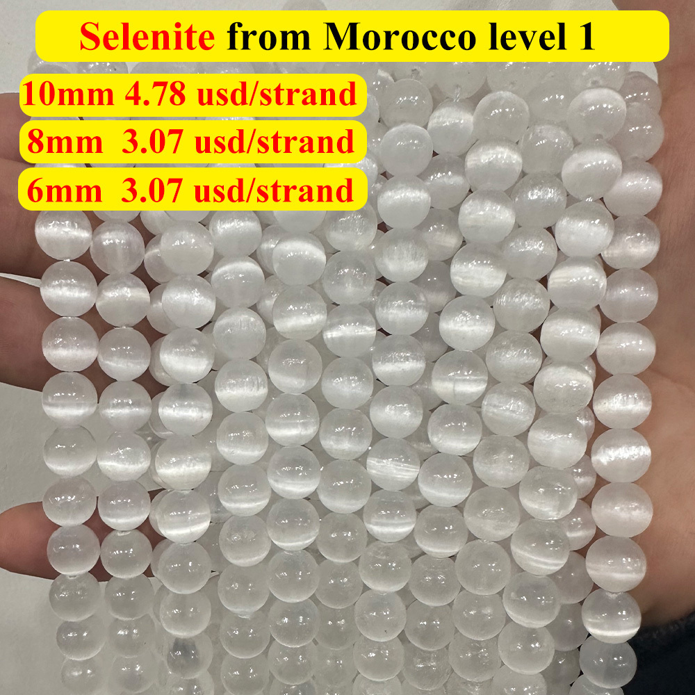 Zhe Ying selenite beads Loose Stone Bracelet Natural 6mm aaa selenite bead strand Natural Stone Beads For Jewelry Making