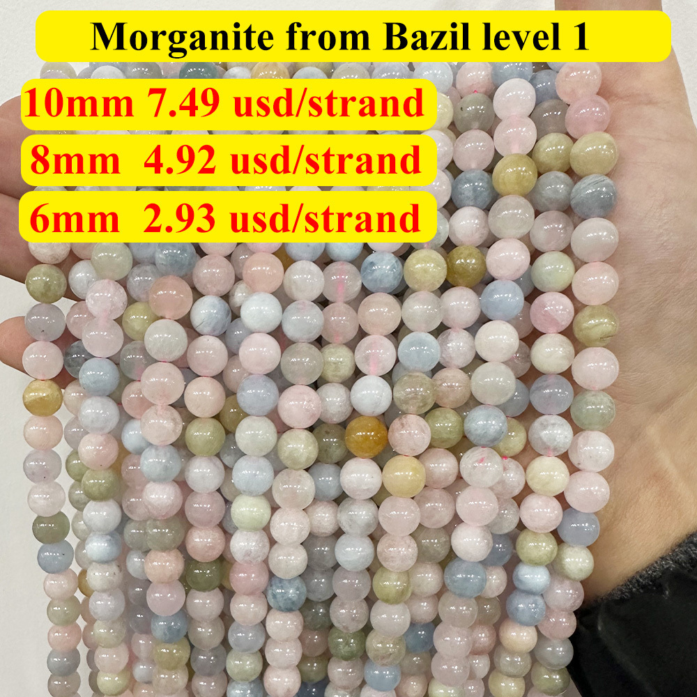 Zhe Ying wholesale 6mm 8mm morganite beads bracelet natural stone beads round natural stone beads morganite loose gemstone