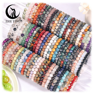 Zhe Ying 6/8/10mm Gemstone Healing Bracelet Wholesale Pulseras Para Mujer Crystal Bracelet Natural Stone beads Bracelet