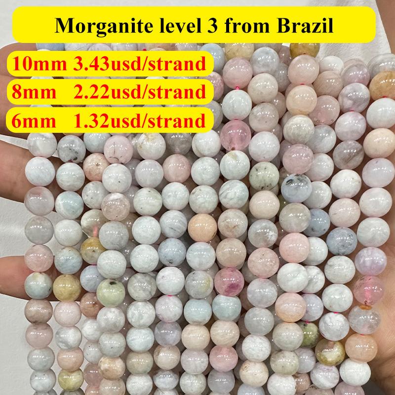 Zhe Ying wholesale 6mm 8mm morganite beads bracelet natural stone beads round natural stone beads morganite loose gemstone