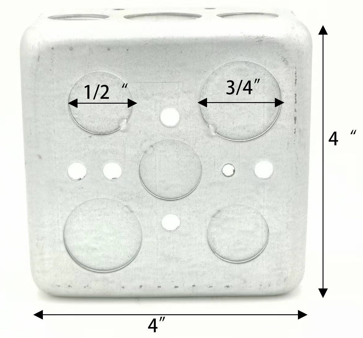 style 4*4 square  and deep2-1/8 metal electrical box and custom electric box and porediameter 1/2 and 3/4