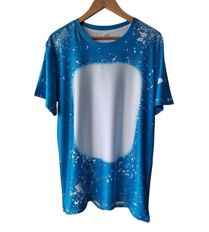 Bleached sublimation shirts blanks t-shirt 100% polyester bleached tye dye t shirts faux bleach shirt for sublimation