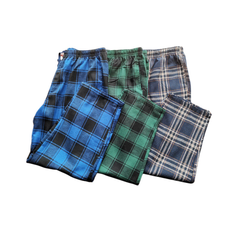 New Arrival 2023 Men's Pyjama Sleep Bottom Wholesale Premium Quality 3 in 1 Pack Cotton Flannel Plaid Pajama Pants Men