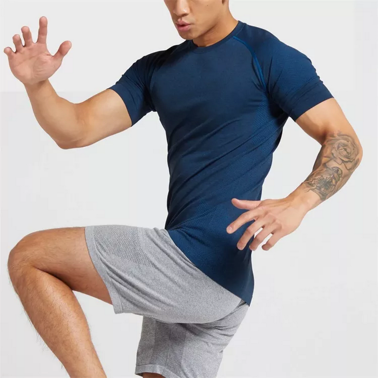 Wholesale Stretch Fitness 95 Cotton 5 Elastane Spandex Gym T Shirt Unisex Custom Athletic Workout Sport Wear T-Shirt Men