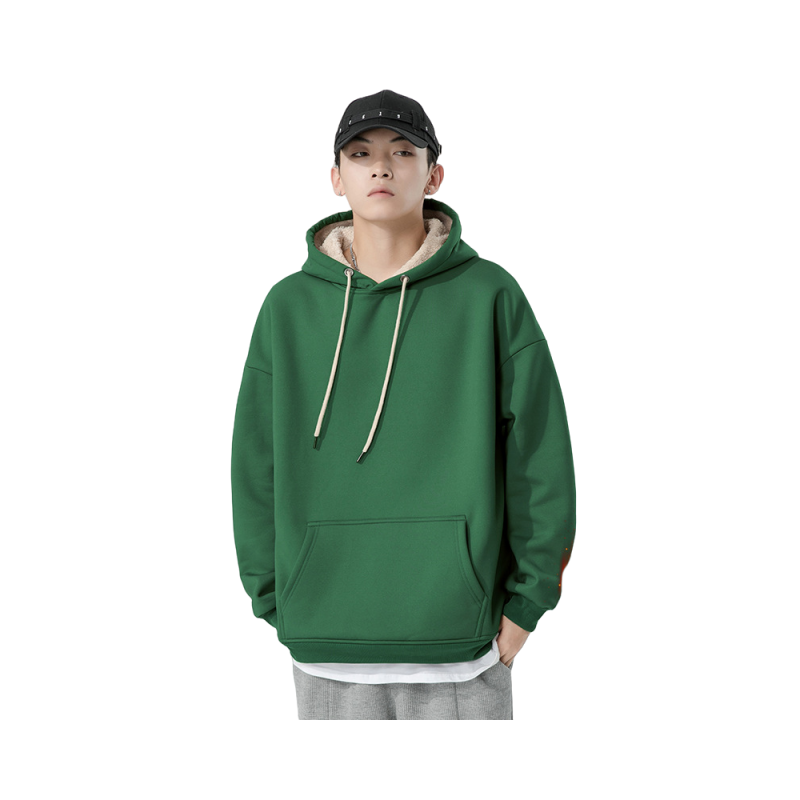 Wholesale lamb fleece men's heavyweight hoodies and sweatshirts thick oversized blank hoodie kangaroo pouch hoodie for man