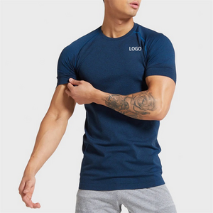 Wholesale Stretch Fitness 95 Cotton 5 Elastane Spandex Gym T Shirt Unisex Custom Athletic Workout Sport Wear T-Shirt Men